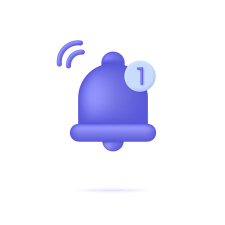 3D Notification bell illustration. Message notification icon and alarm icon. social media. Modern vector in 3d style.のイラスト素材