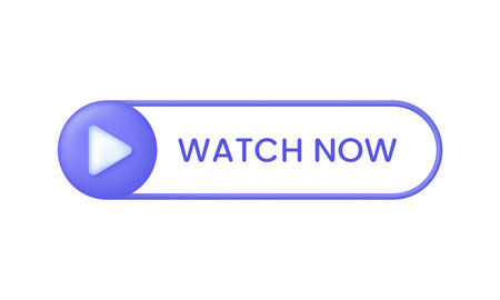 3D Watch now button. video play icon. Can be used for many purposes. Trendy and modern vector in 3d...
