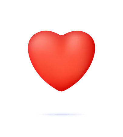 3D red heart illustration. love concept. Trendy and modern vector in 3d style.のイラスト素材