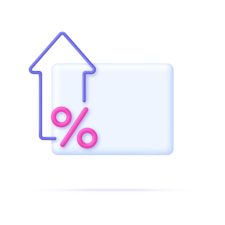 3D Percent and arrow icon on Page. Percentage with arrow up and down. Interest rate, finance, banking, credit and money sphere concept. Trendy and modern vector in 3d style.のイラスト素材