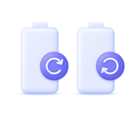 3D battery icon. Waste battery recycling icon. Separate recycling for batteries. environmental protection. Trendy and modern vector in 3d style.のイラスト素材
