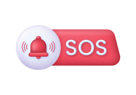 3D SOS emergency icon. emergency alarm. SOS help service. Trendy and modern vector in 3d style.のイラスト素材