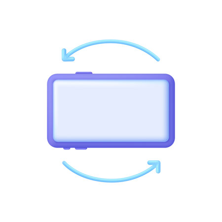 3D Rotate mobile phone. device rotation set. Horizontal or vertical rotation icons. Trendy and modern vector in 3d style.のイラスト素材