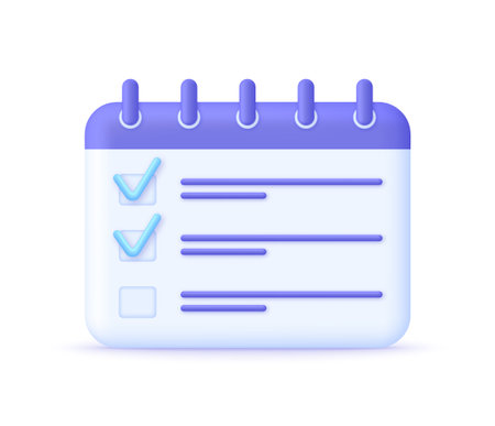 3d Calendar and check marks. planning concept. Concept of workflow organization. Trendy and modern vector in 3d style.のイラスト素材