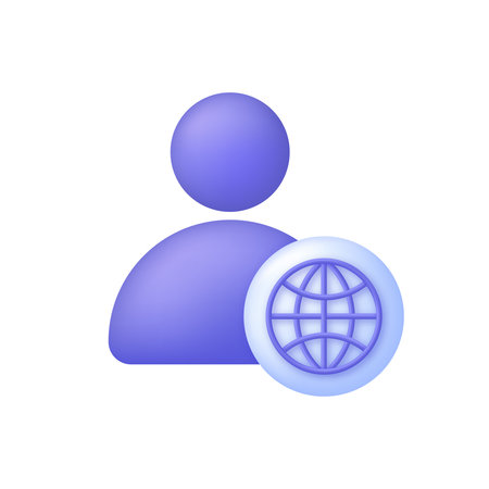 3D profile globe network illustration. social media concept. Trendy and modern vector in 3d style.のイラスト素材