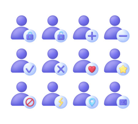 3D Set of people icons. Person and user concept. Avatar icon. People illustration sign collection. Trendy and modern vector in 3d style.のイラスト素材