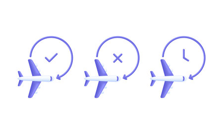 3D Flight status concept icons. Concept of information icon for airline or terminal board. Travel icon.のイラスト素材