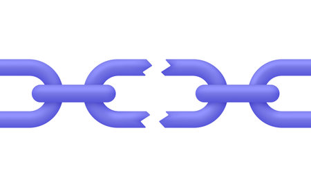 3D Broken chain icon. Weakness concept. Chain link broken. Trendy and modern vector in 3d style