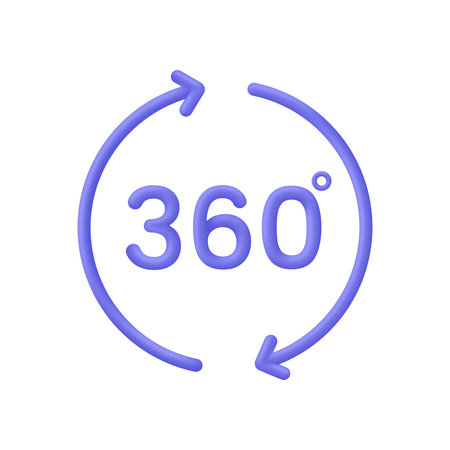 3D 360 icon. 360 degree view symbol. Panoramas and 360 degrees rotating. Virtual reality concept. Trendy and modern vector in 3d styleのイラスト素材
