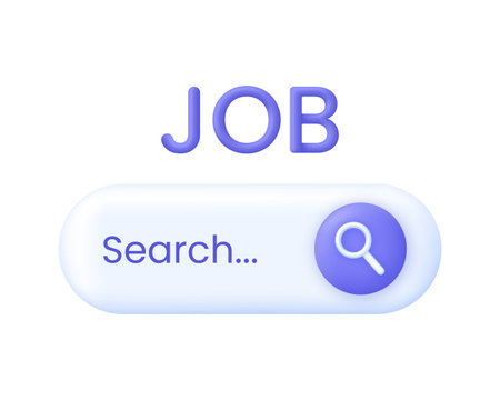 3D Searching job illustration. Human resource management and hiring conceptのイラスト素材