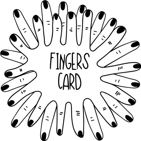 Hand Drawn Black and White Simple tattoo Doodle fingers card in Kids Style. Template Background with Drawing Vector tattoo Sketch Illustrationsのイラスト素材