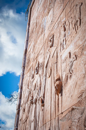 Sculptures on the walls of Belgrade Fortress, Serbiaの写真素材