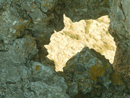 Big thorough crack in rockの写真素材