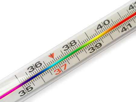 Scale of Thermometer on white background - isolated on white, closeupの写真素材