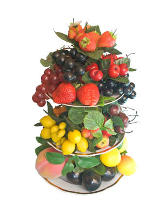 Vase with fruits (imitation) - isolatedの写真素材