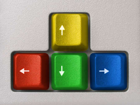 Multicolored arrows (computer keyboard) - red, green, blue, yellowの写真素材