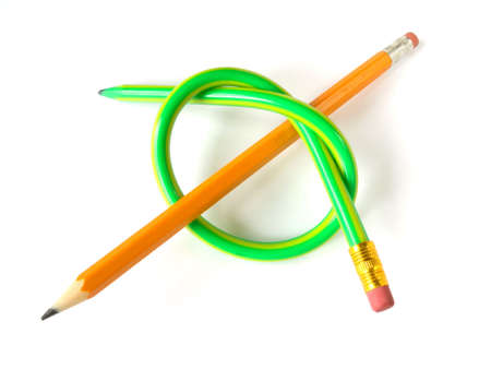 Two pencils (like a knot), isolated on whiteの写真素材