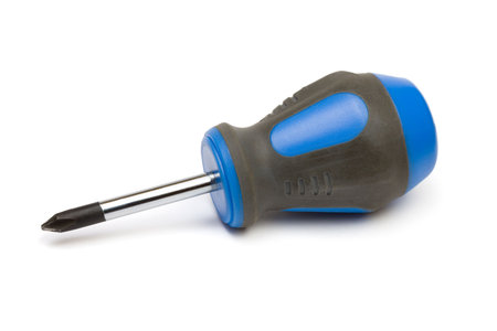 Macro of screwdriver, isolated on white backgroundの写真素材