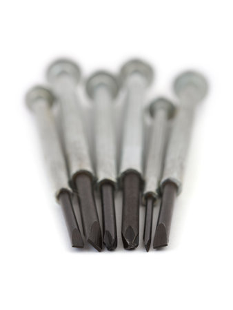 Macro of screwdrivers, isolated on white background