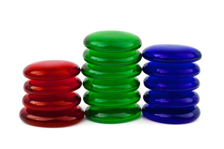 Abstract glass stacks isolated on white backgroundの写真素材