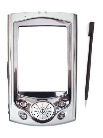 PDA and stylus isolated on white backgroundの写真素材