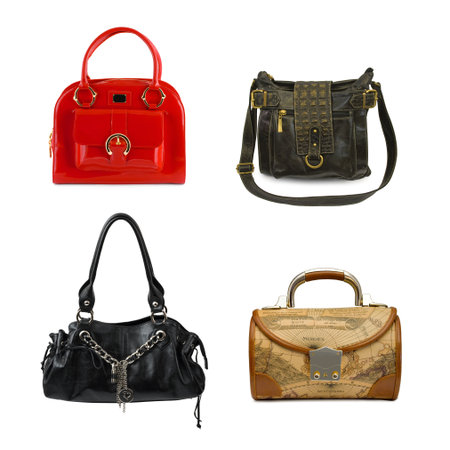 Collection of woman bags isolated on white backgroundの写真素材