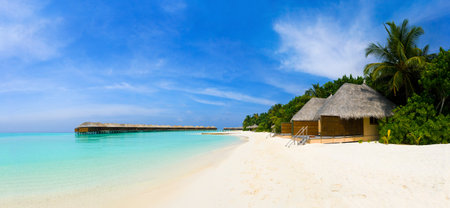 Panorama of tropical beach, travel vacation backgroundのeditorial素材