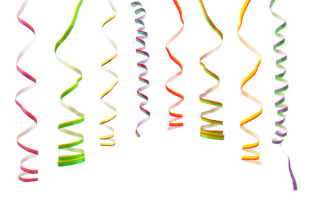 Multicolored streamer isolated on white backgroundの写真素材