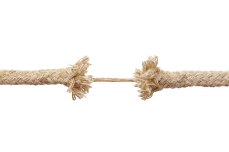 Breaking rope isolated on white backgroundの写真素材