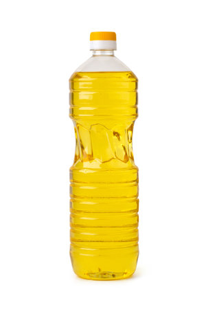 Bottle of cooking oil isolated on white backgroundの写真素材