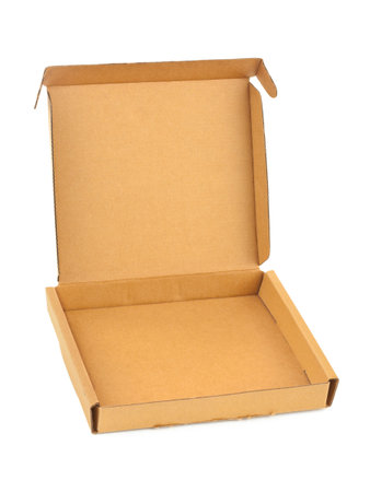 Empty cardboard box isolated on white background