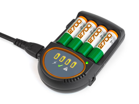 Battery charger isolated on white backgroundの写真素材