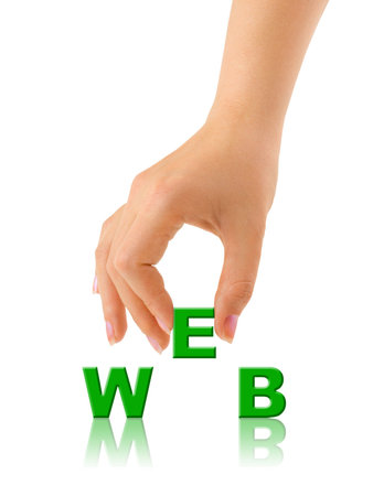 Hand and word WEB isolated on white backgroundの写真素材