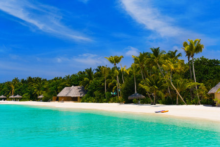 Beach at a tropical island - travel backgroundの写真素材