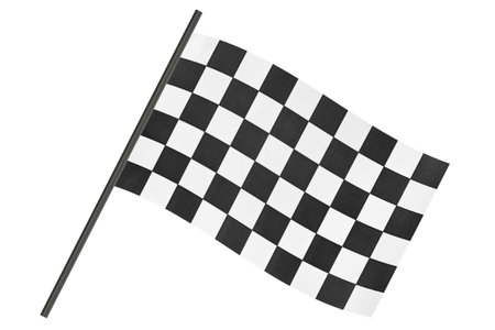 Checkered finish flag isolated on white background