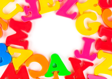 Multicolored toy letters - abstract education backgroundの写真素材