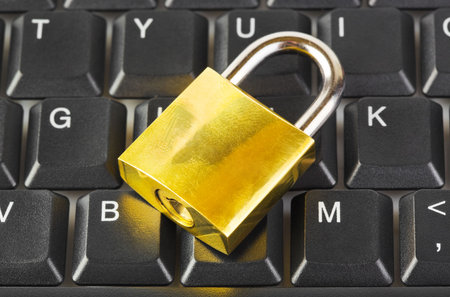 Computer keyboard and lock - technology security concept