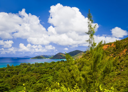 Landscape of island Praslin, Seychelles - vacation backgroundの写真素材