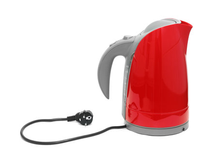 Electric kettle isolated on white backgroundの写真素材