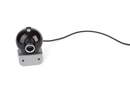 Web camera and cable isolated on white backgroundの写真素材