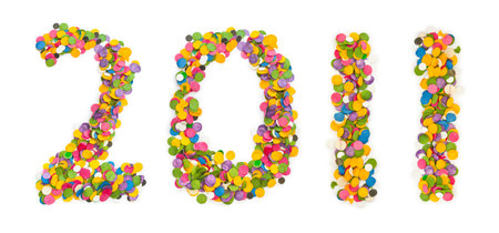 2011 made of confetti isolated on white background