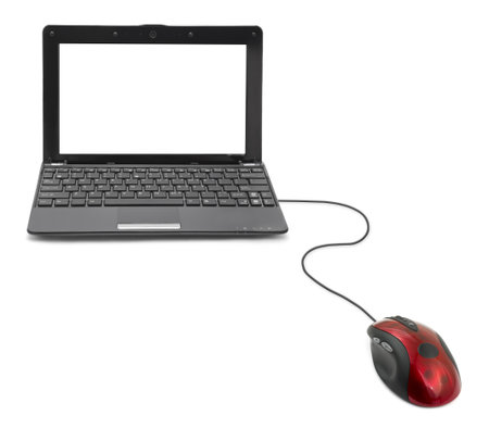 Computer mouse and notebook isolated on white background