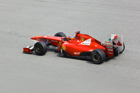 First practice at Formula 1 GP, April 8 2011 in Sepang, Malaysia. Fernando Alonso, team Scuderia Ferrari Marlboroのeditorial素材