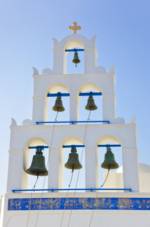 Santorini belltower (Oia), Greece - religion backgroundの写真素材
