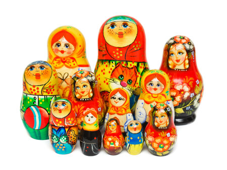 Russian toy matrioska isolated on white backgroundの写真素材