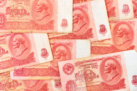 Old soviet russian currency - abstract money backgroundの写真素材