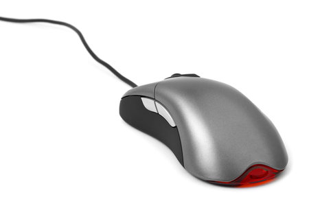 Computer mouse and cable isolated on white background