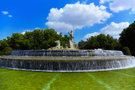 The fountain of Neptune in Madrid, Spain - architecture backgroundの写真素材