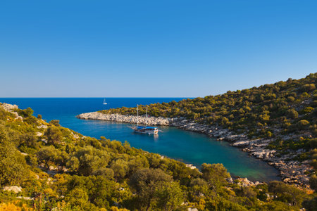 Ship in harbor at Turkey - travel nature backgroundの写真素材