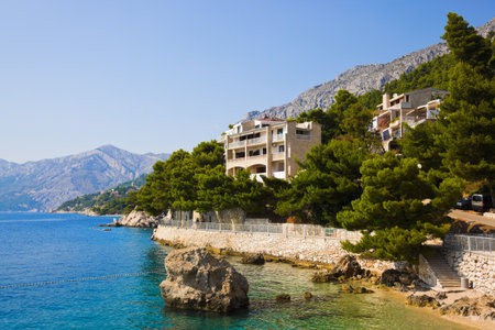 Beach at Brela, Croatia - resort travel backgroundの写真素材